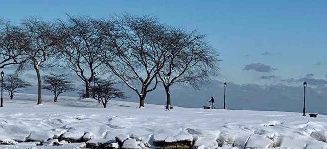 Winter on Northwestern University campus.