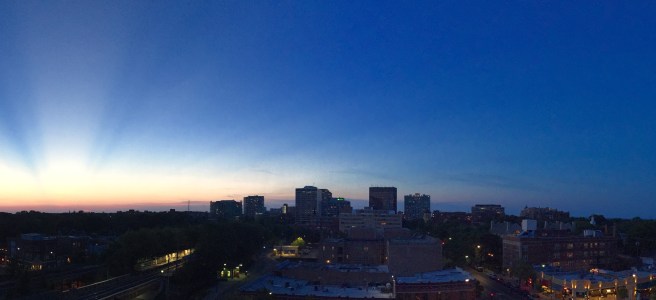 Evanston skyline at sunset