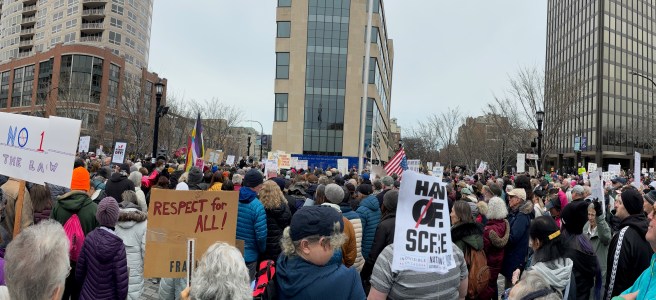 Evanston Hands Off rally